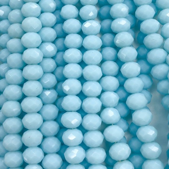 Light Blue Facetted Rondell Glass Beads 4mm