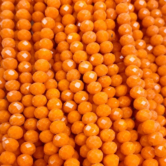 Orange Facetted Rondell Glass Beads 4mm