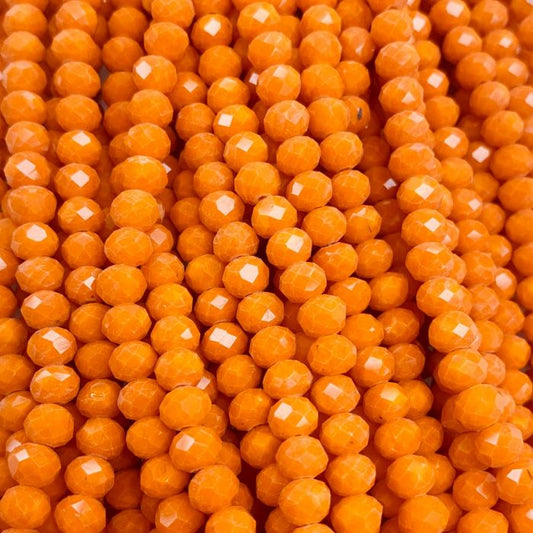 Orange Facetted Rondell Glass Beads 6mm