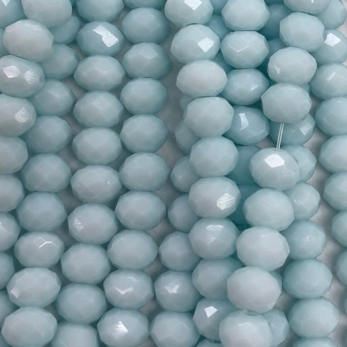 Blue Facetted Rondell Glass Beads 8mm