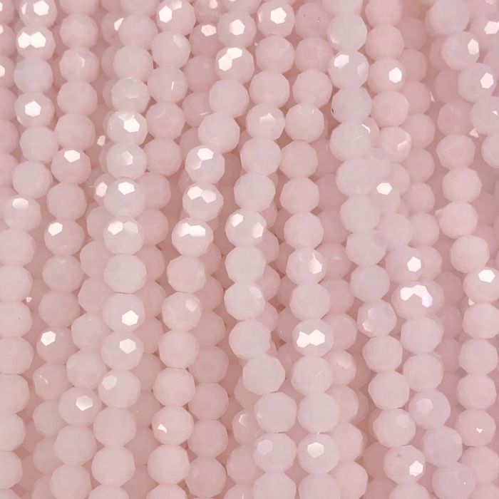 Opal Pink Large Facetted Round Glass Beads 6mm
