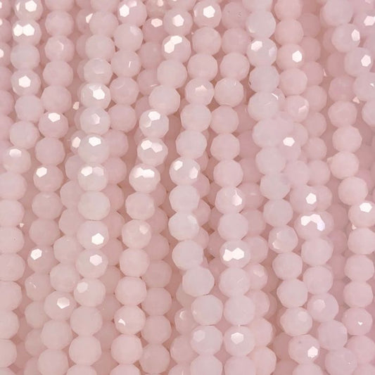 Opal Pink Large Facetted Round Glass Beads 6mm