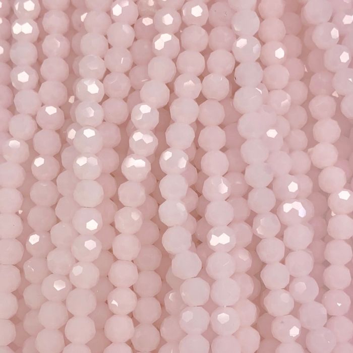 Opal Pink Large Facetted Round Glass Beads 8mm