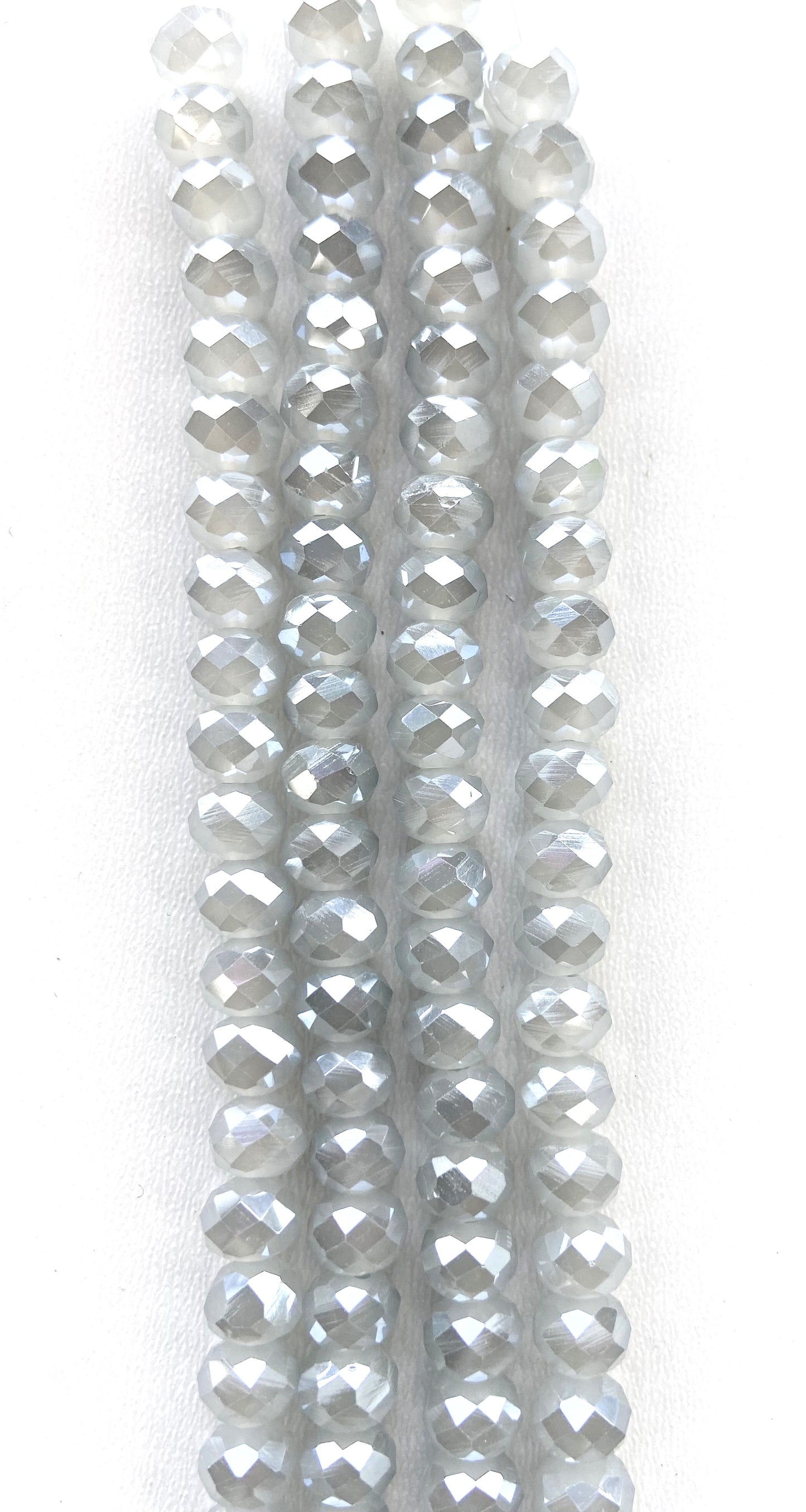 Rondell Glass Beads Grey Lustre 8mm