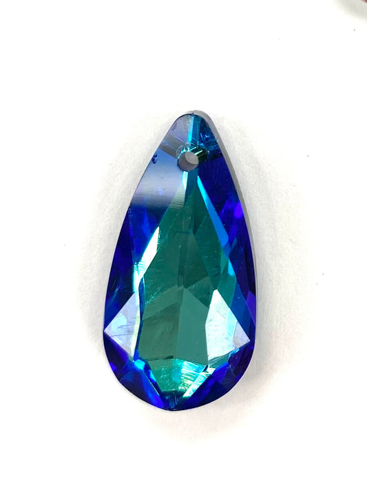16mm Small Glass Tear Drop Bermuda Blue 2 pack
