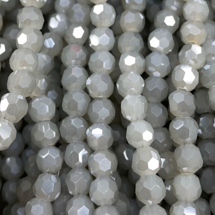 Grey Luster Large Facetted Glass Round Beads 8mm