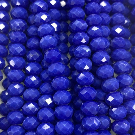 Dark Blue Facetted RondellGlass Beads 6mm