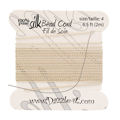 Silk Bead Cord w-Needle (0.60mm) Beige