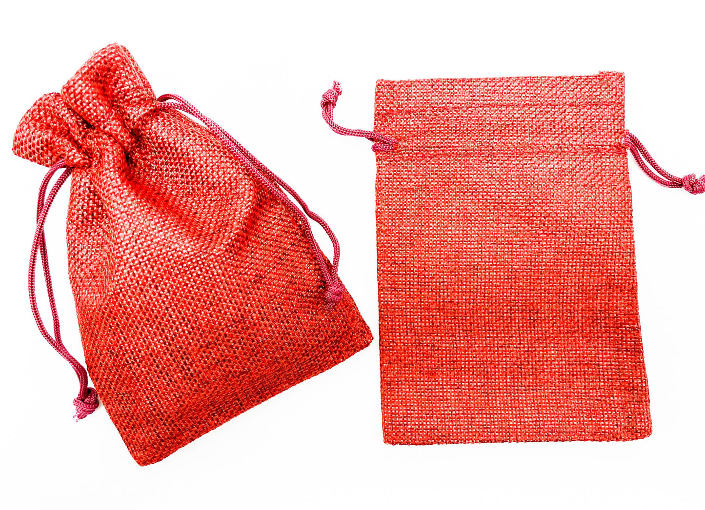 Burlap Gift Bags Red 13cm x 9.5cm, 2pc