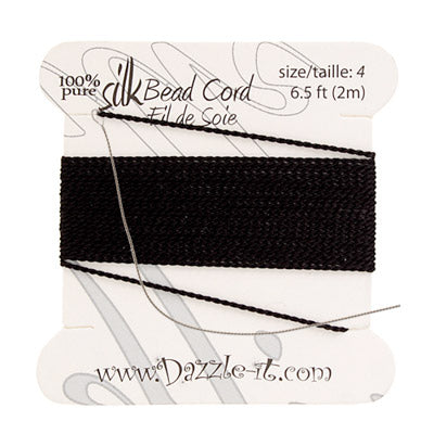 Silk Bead Cord w-Needle (0.60mm) Black