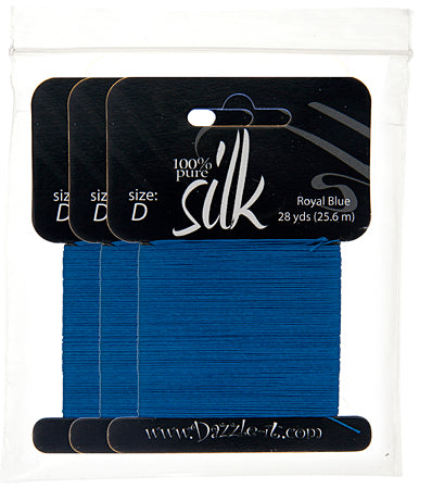 Silk Bead Thread D Royal Blue 28yds