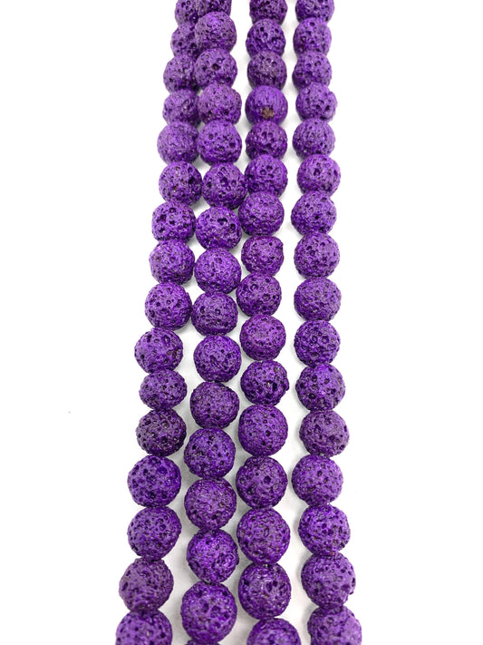 Dyed Purple Natural Lava Stone Beads 8mm