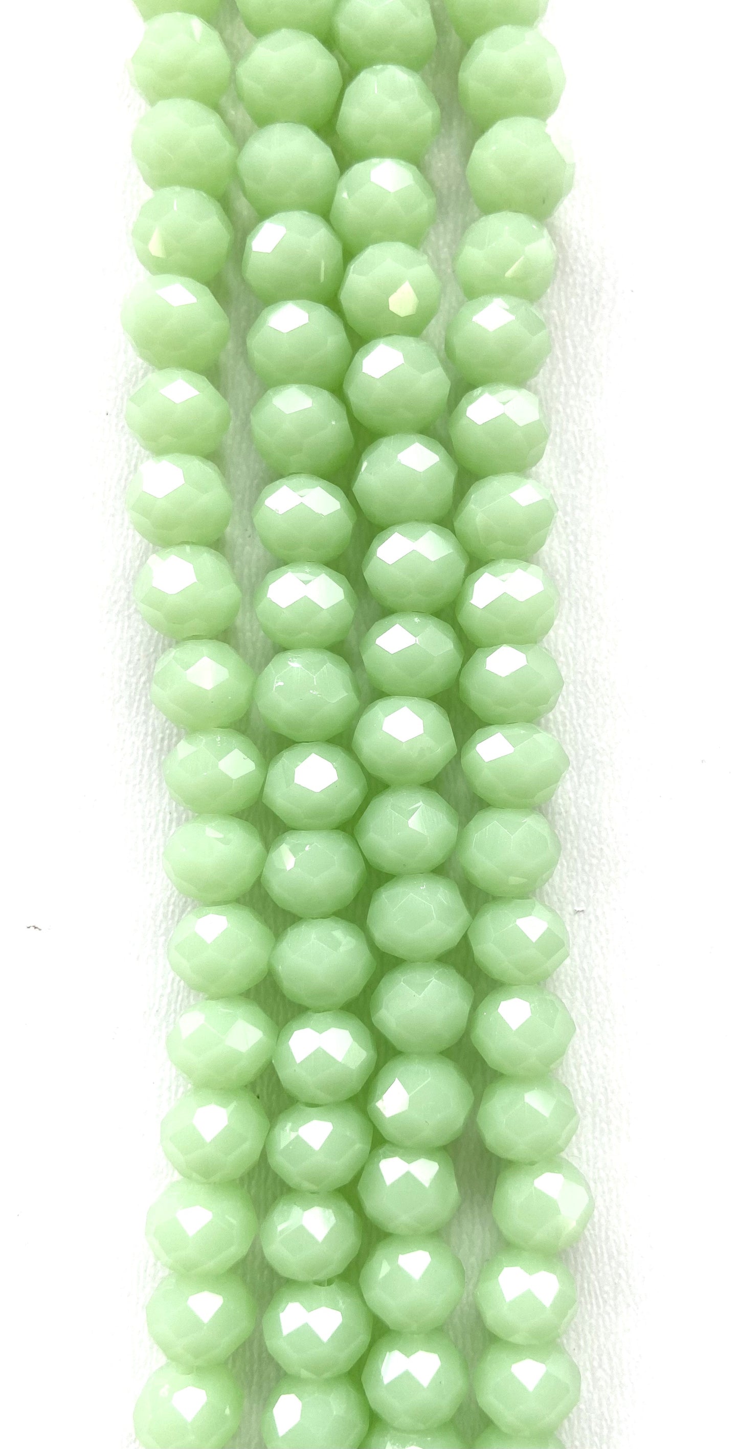 Rondell Glass Beads Light Green 8mm