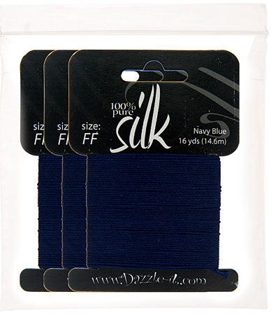 Silk Bead Thread FF Navy Blue 16yds