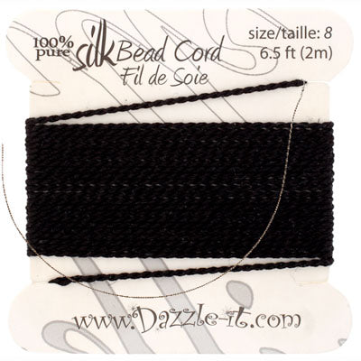 Silk Bead Cord w-Needle (0.80mm) Black