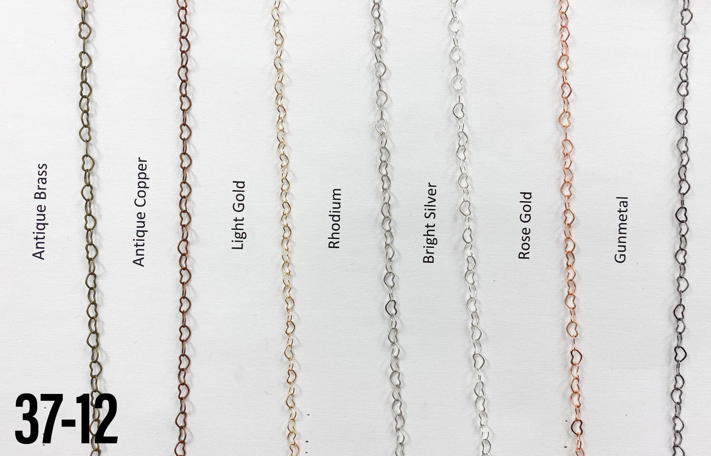 Brass Heart Links Chain Gunmetal (yard)