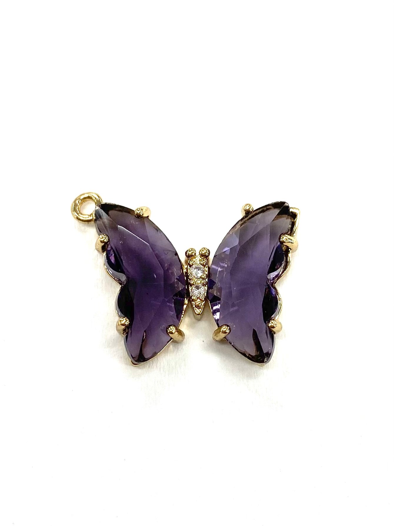 15mm Glass Butterfly  Purple