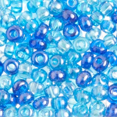 Czech Seed Beads 6-0 BLUE-AQUA Luster MIX