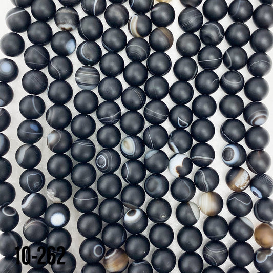 Natural Matte Black Banded Agate 6mm