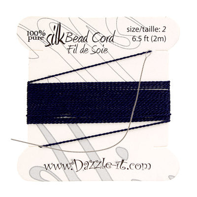 Silk Bead Cord w-Needle (0.45mm) Navy