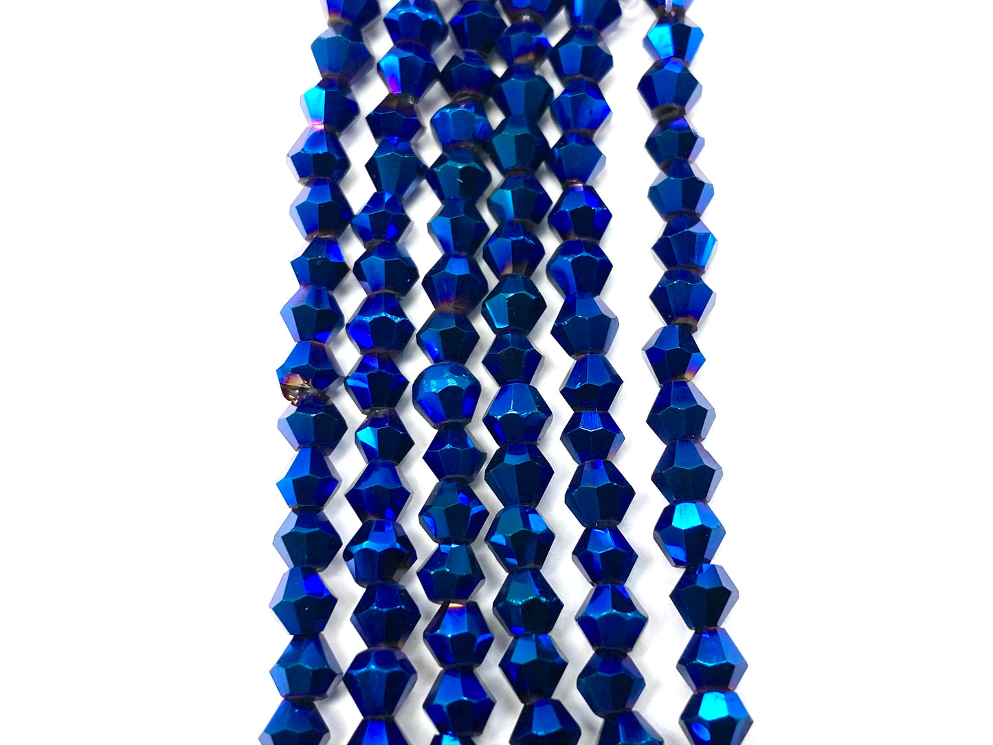 Metallic Blue 4mm Glass Bicone