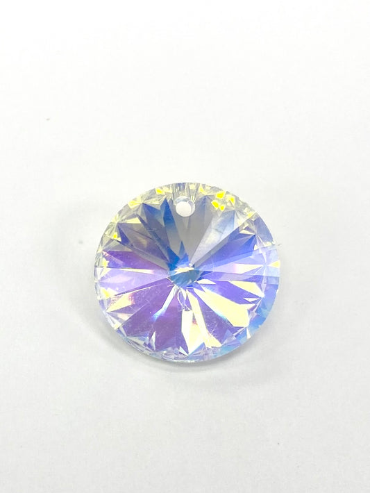 14mm Small Glass Rivoli Crystal AB 2 pack