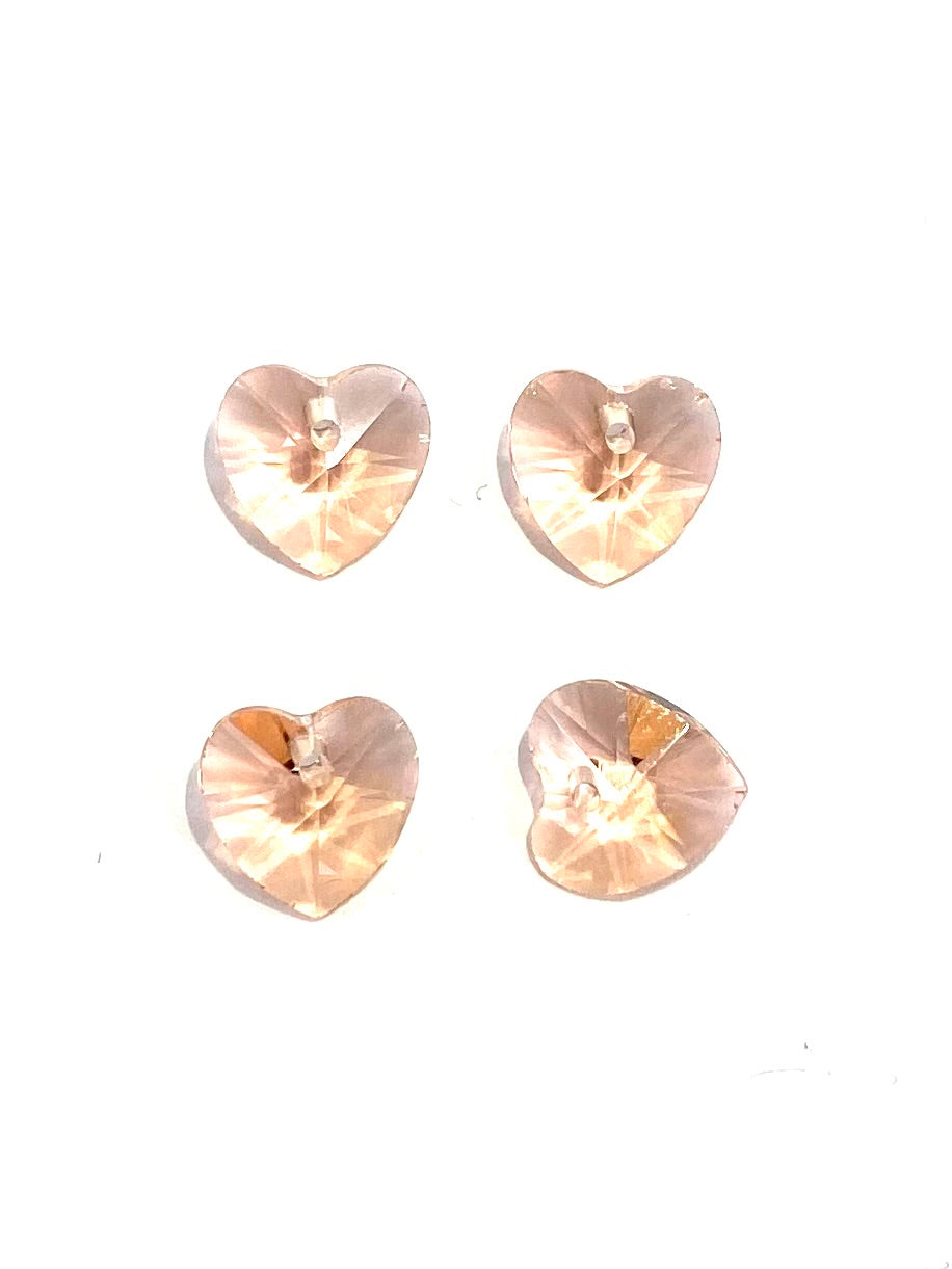 10mm Mini Glass Crystal Heart 4pack Peach