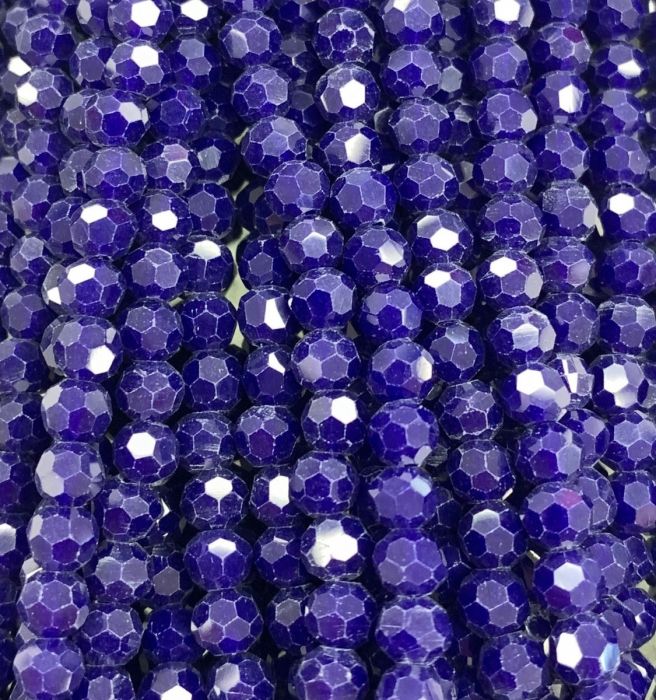 Dark Blue Large Facetted Round Glass Beads 4mm