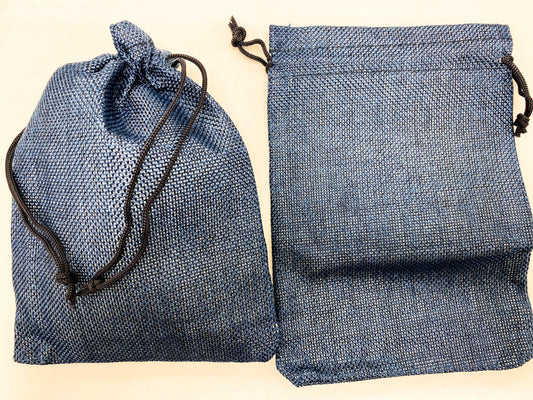 Burlap Gift Bags Blue 12cm x 15cm, 2pc