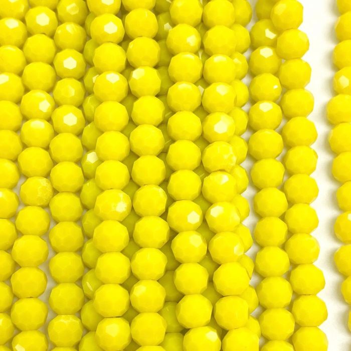 Yellow Large Facetted Round Glass Beads 8mm