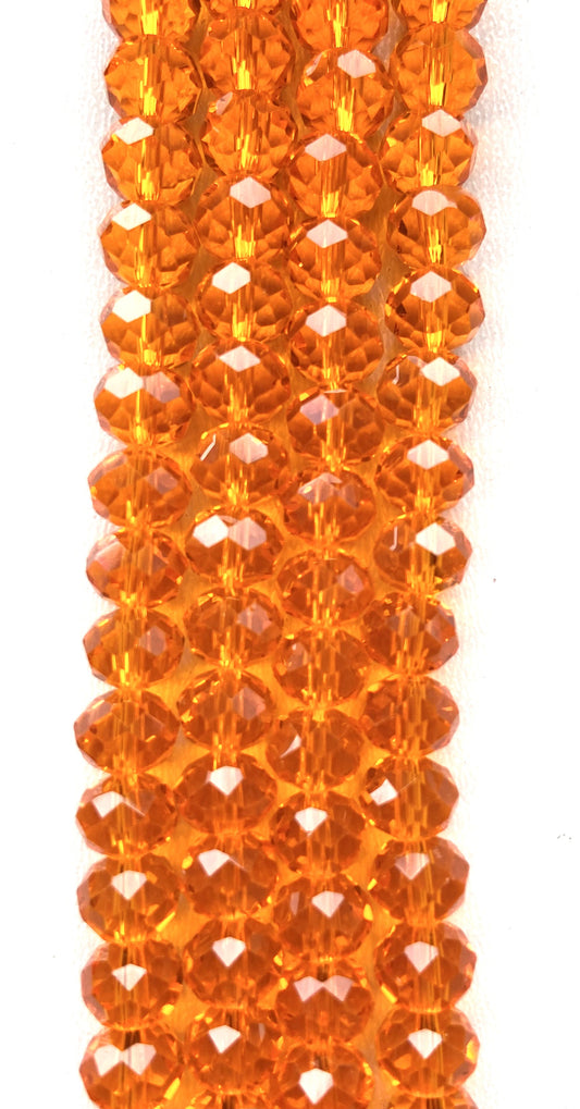 Rondell Glass Beads Transparent Orange 8mm