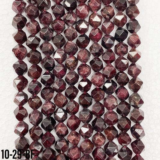 Natural Garnet Beads 8mm Geocut