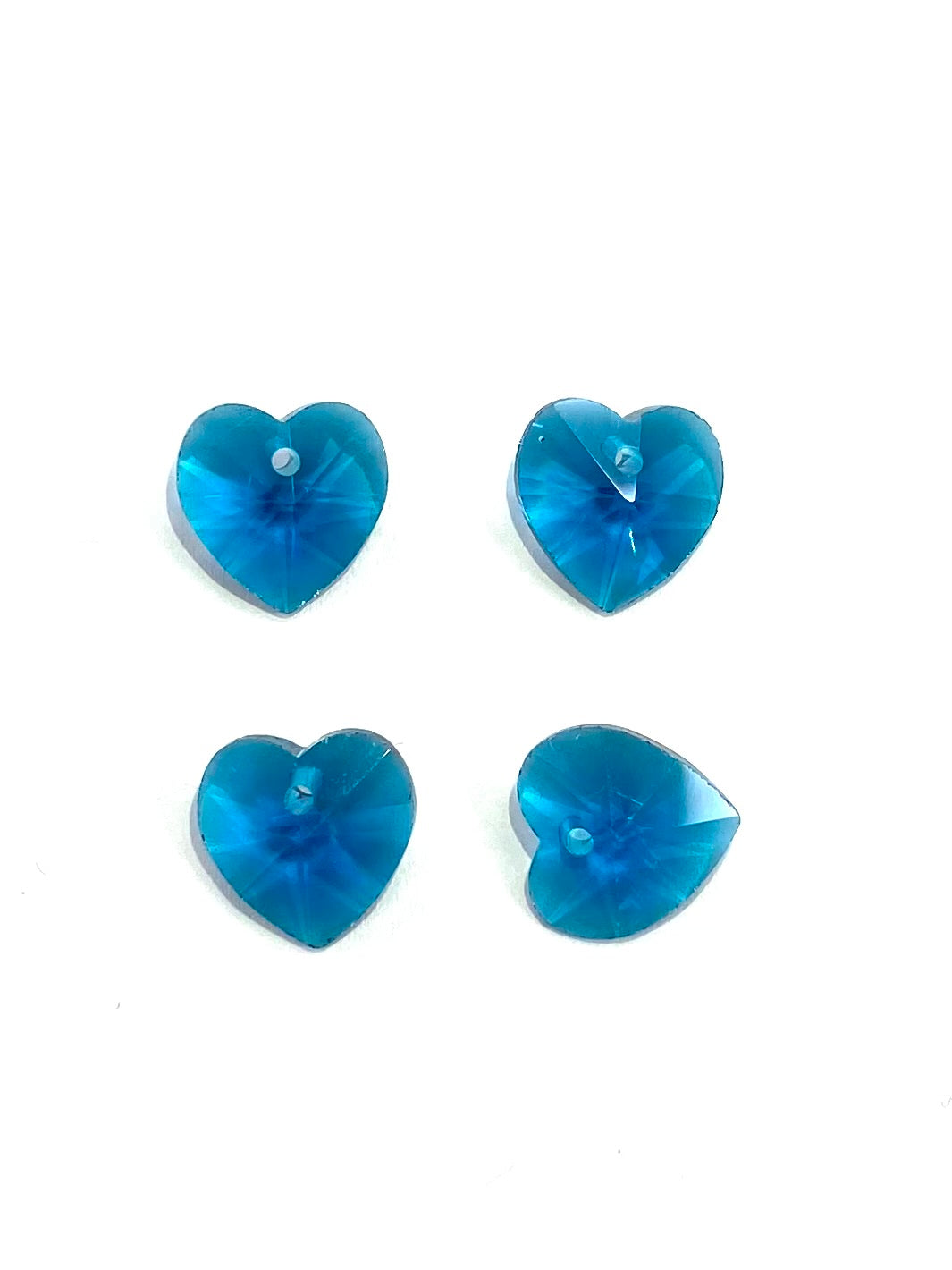 14mm Glass Crystal Heart 4pack Teal