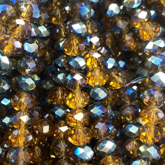 Coffee Ab Facetted Rondell Glass Beads 4mm
