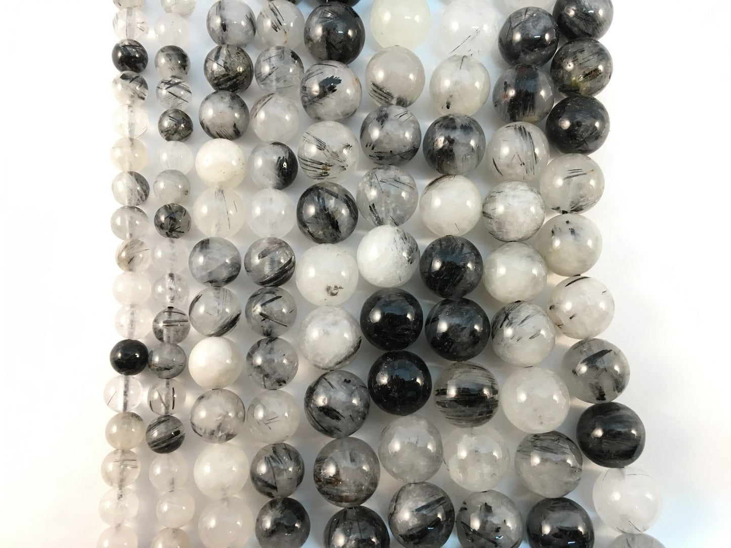Natural Tourmalinated Quartz Beads 6mm