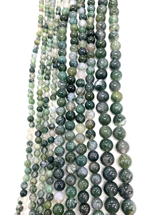 Natural Moss Agate Beads 4mm