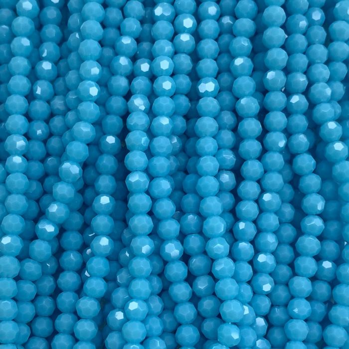 Blue Large Facetted Round Glass Beads 4mm