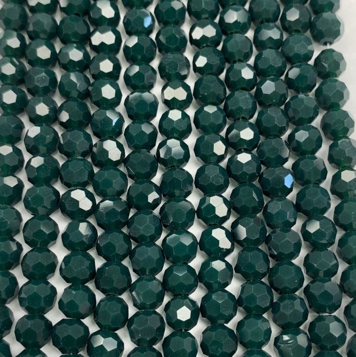 Green Large Facetted Round Glass Beads 4mm