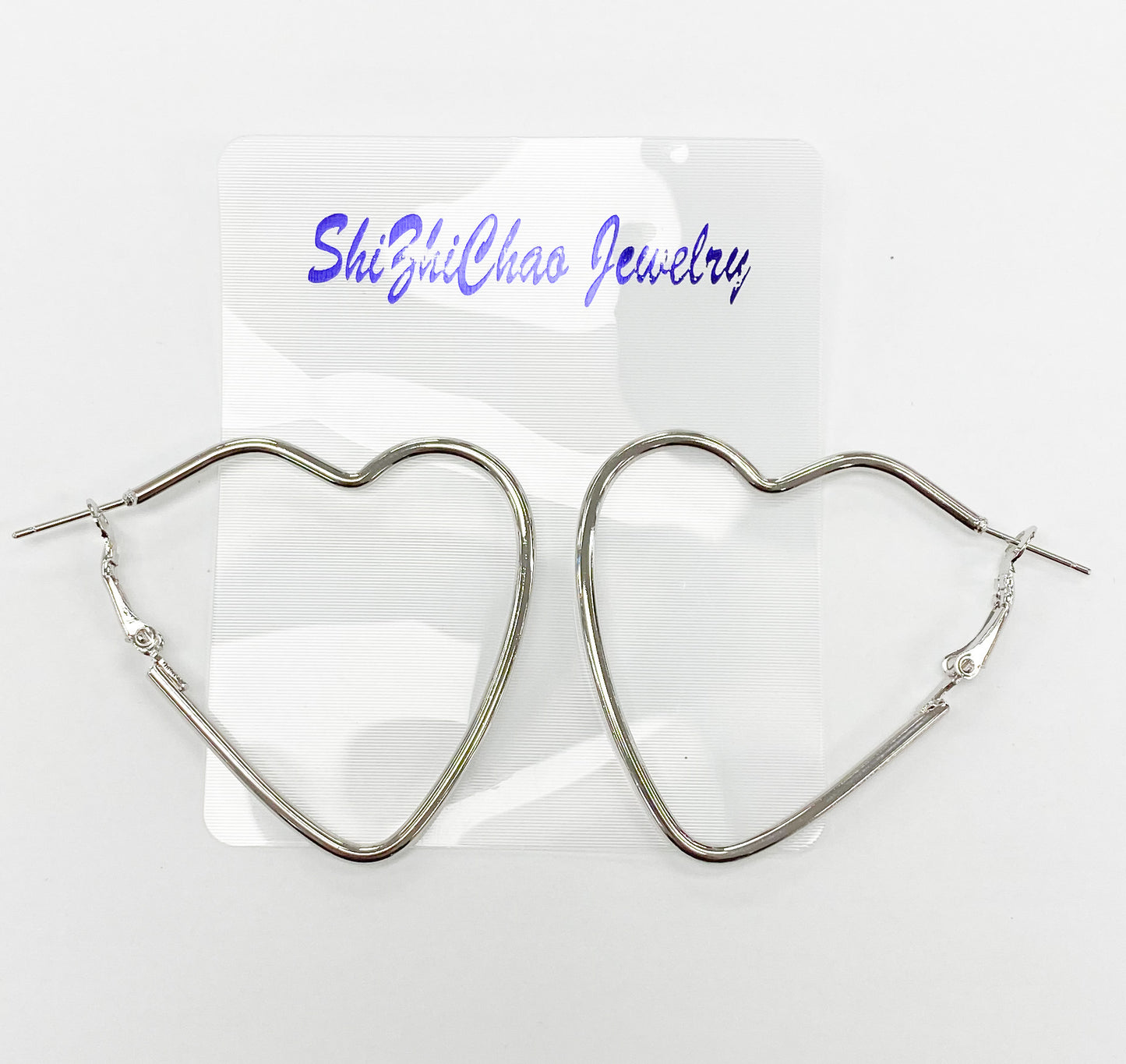 60mm x 55mm Silver Heart Shaped Earring For Beading Around 2mm Thickness