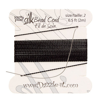 Silk Bead Cord w-Needle (0.45mm) Black
