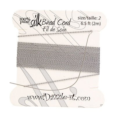 Silk Bead Cord w-Needle (0.45mm) Grey