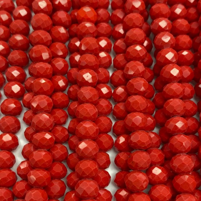 Red Facetted Rondell Glass Beads 4mm