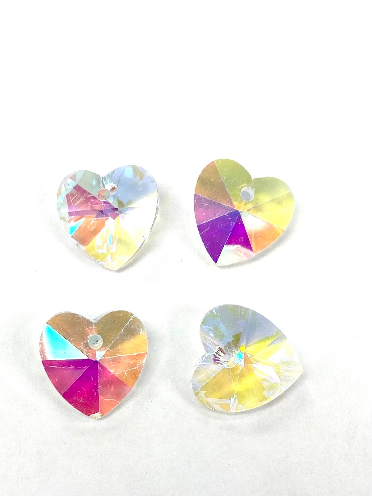 14mm Glass Crystal Heart 4pack Crystal AB
