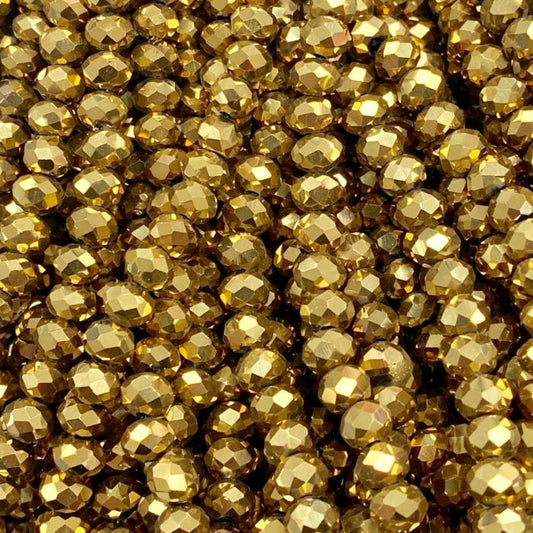 Gold Facetted Rondell Glass Beads 8mm