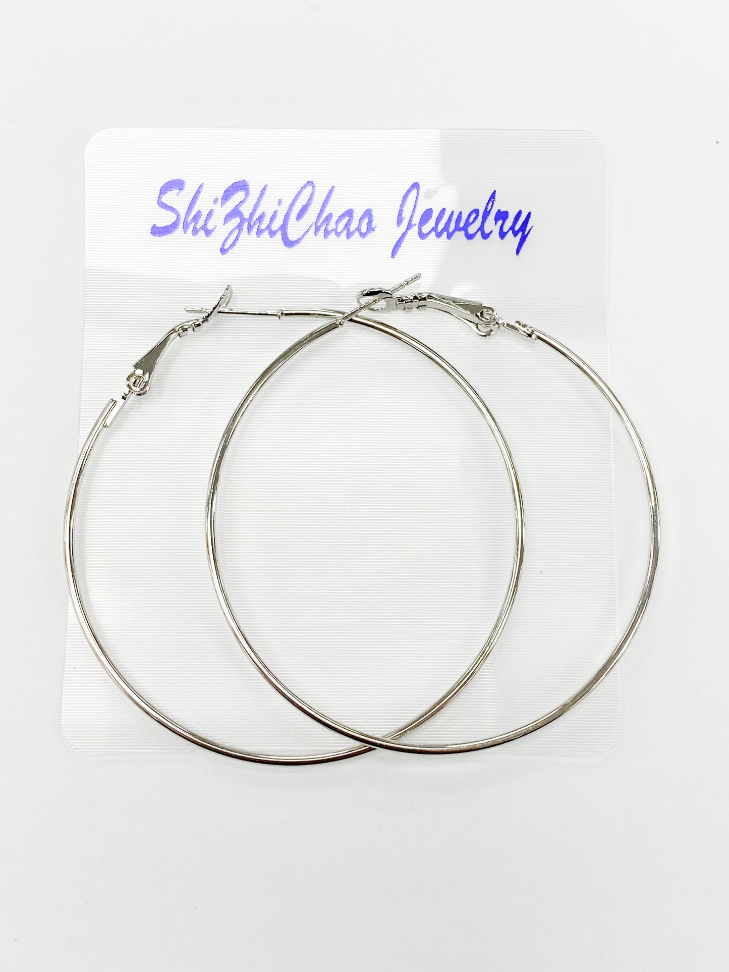 50mm Silver Hoops For Beading Around, 2mm Thickness