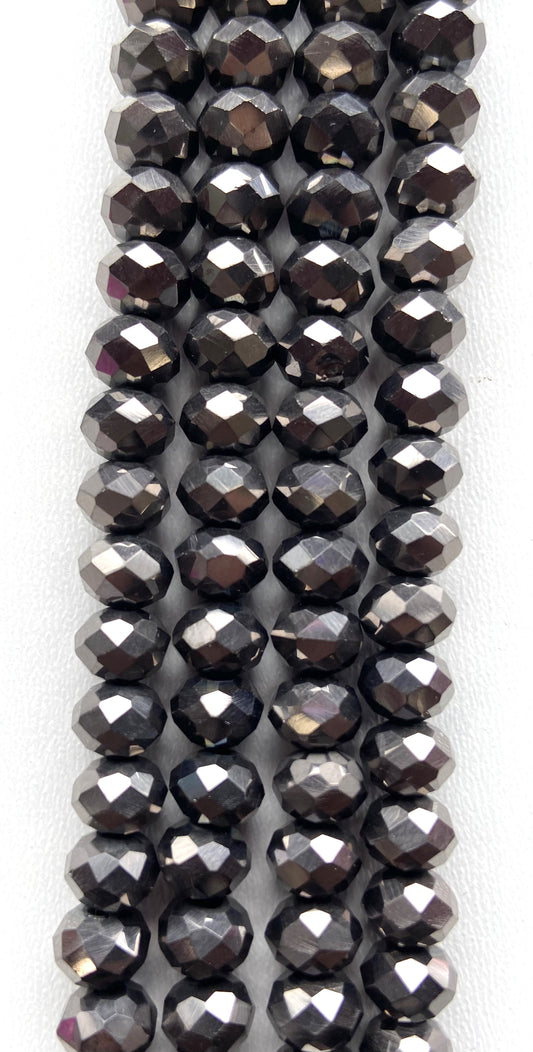 Rondell Glass Beads Gunmetal 8mm