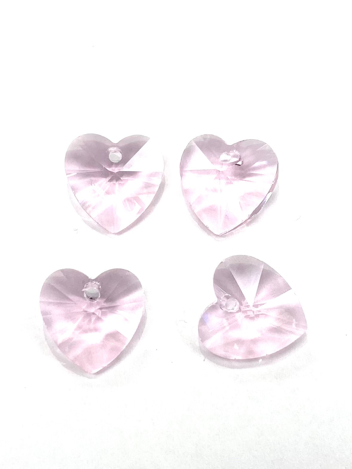 14mm Glass Crystal Heart 4pack Light Pink