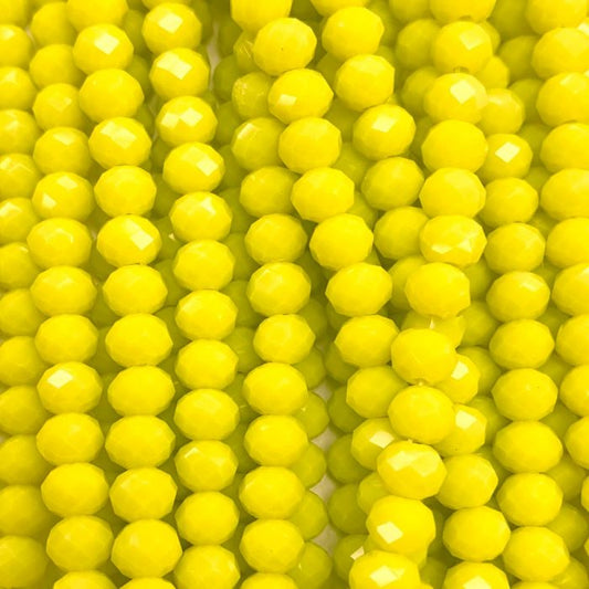 Yellow Facetted Rondell Glass Beads 4mm
