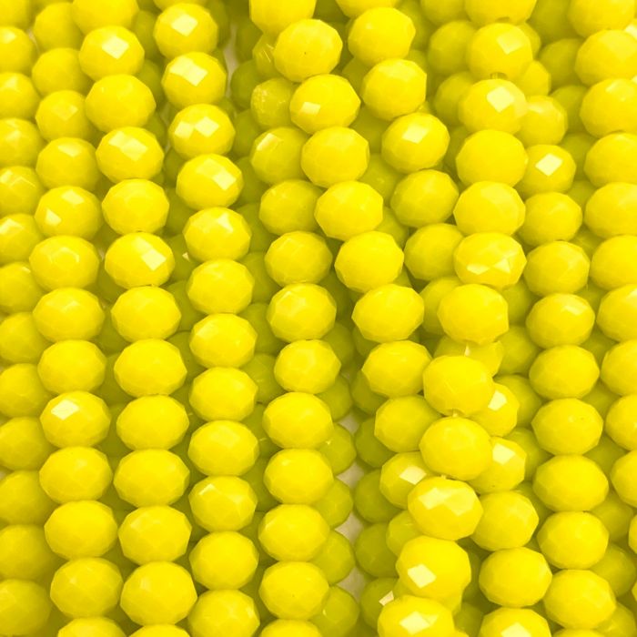 Yellow Facetted Rondell Glass Beads 8mm